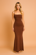 Spaghetti Strap Square Neck Mermaid Maxi Dress - Formal Evening Gown