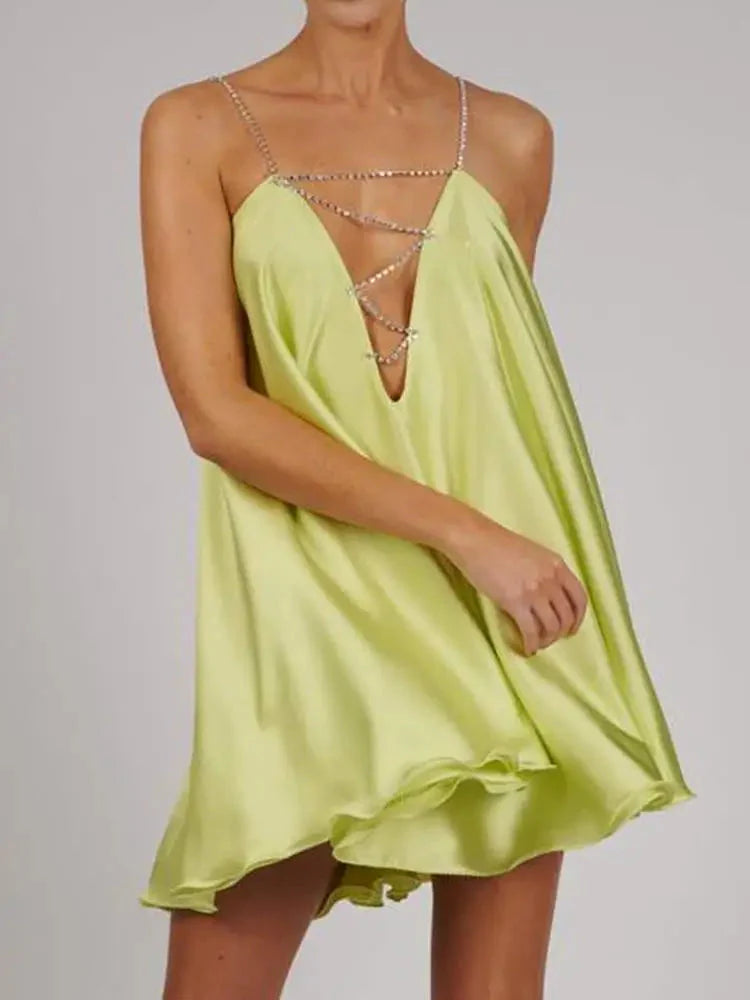 Chain Sshoppender Hollow Mini Dress