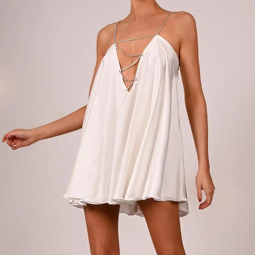Chain Sshoppender Hollow Mini Dress