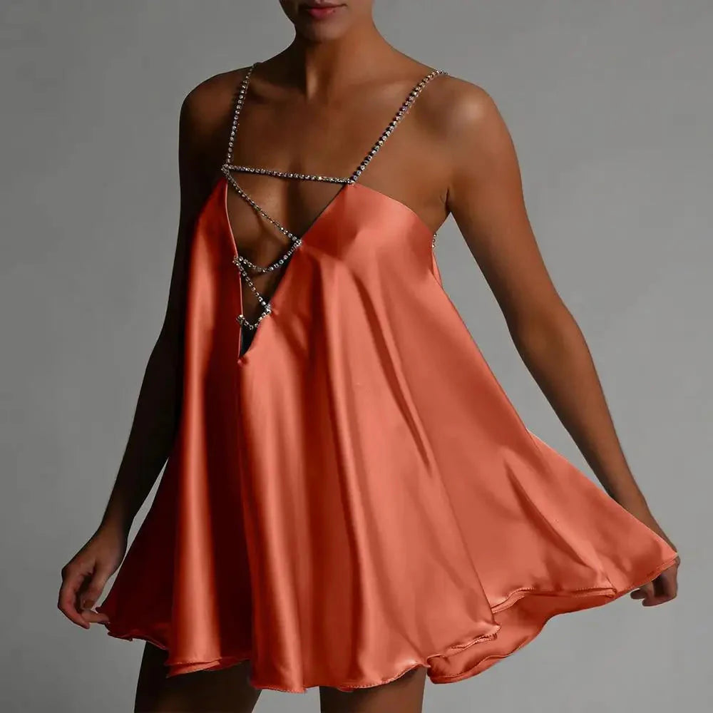 Chain Sshoppender Hollow Mini Dress