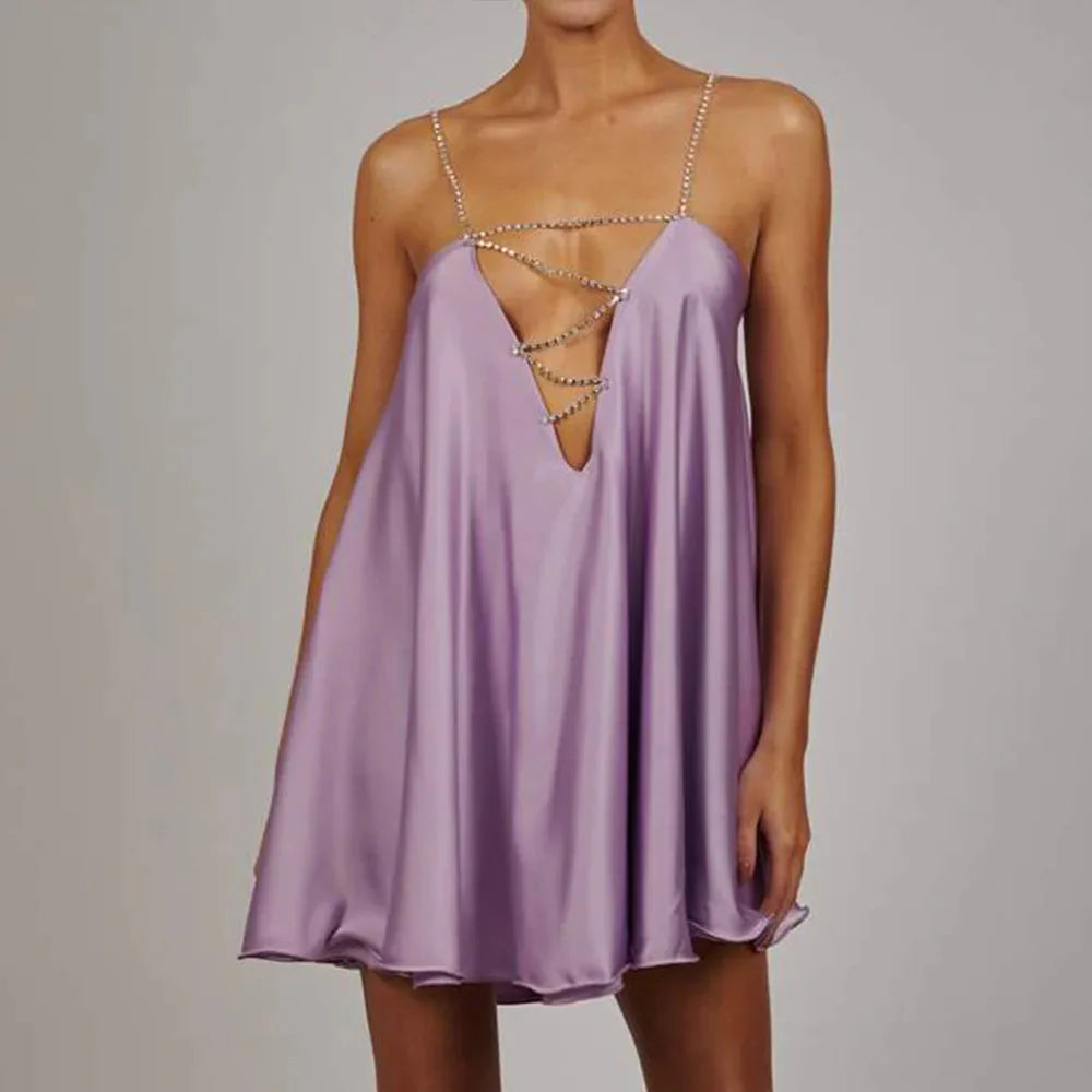 Chain Sshoppender Hollow Mini Dress