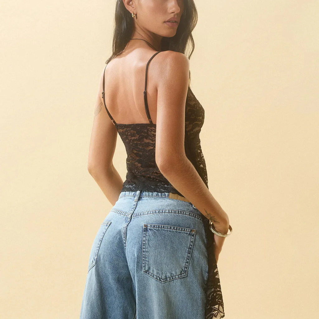 Sheer Floral Lace Crop Top