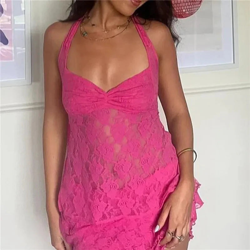 Sheer Halter Bandage Crop Top