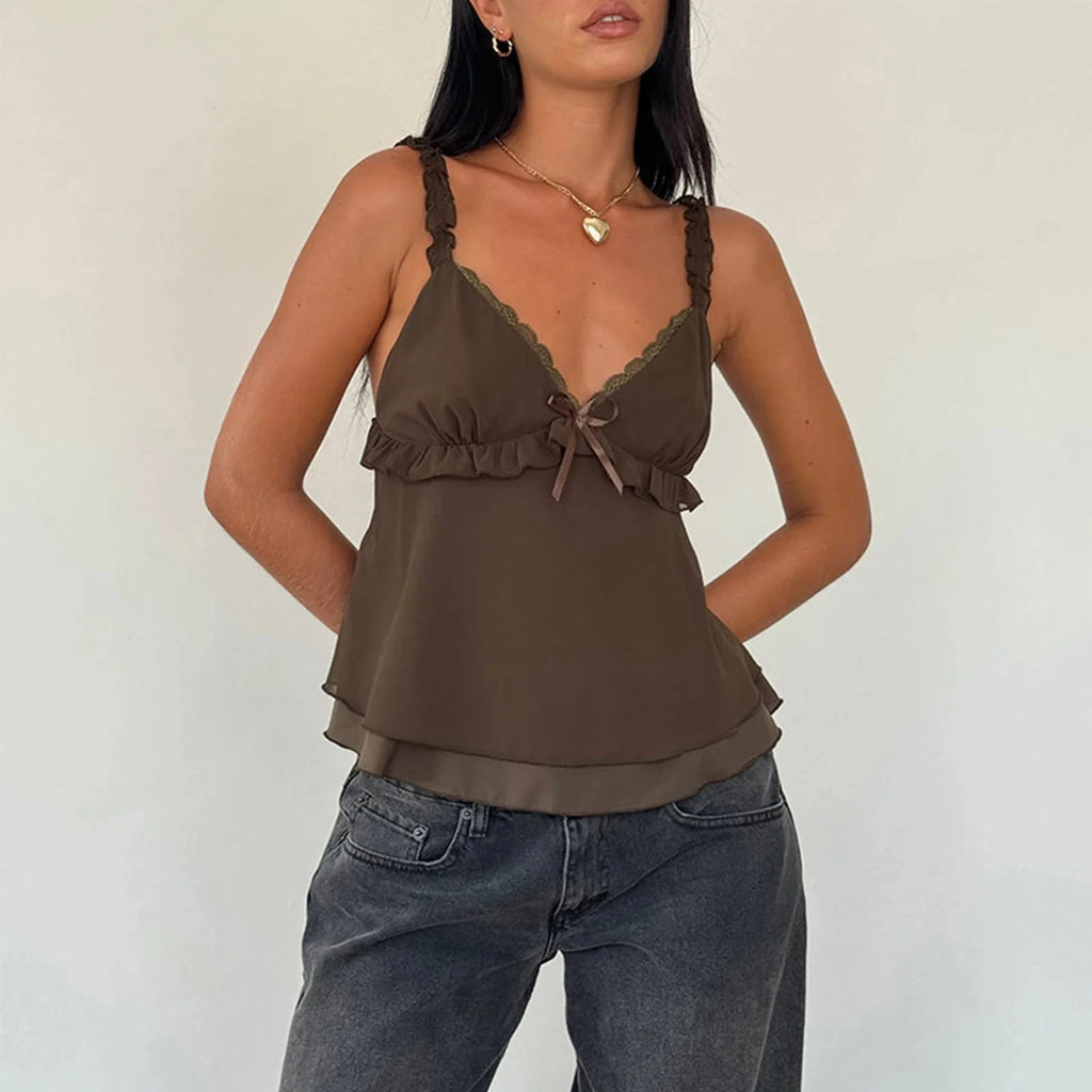 Frill Ruffle Square Crop Top