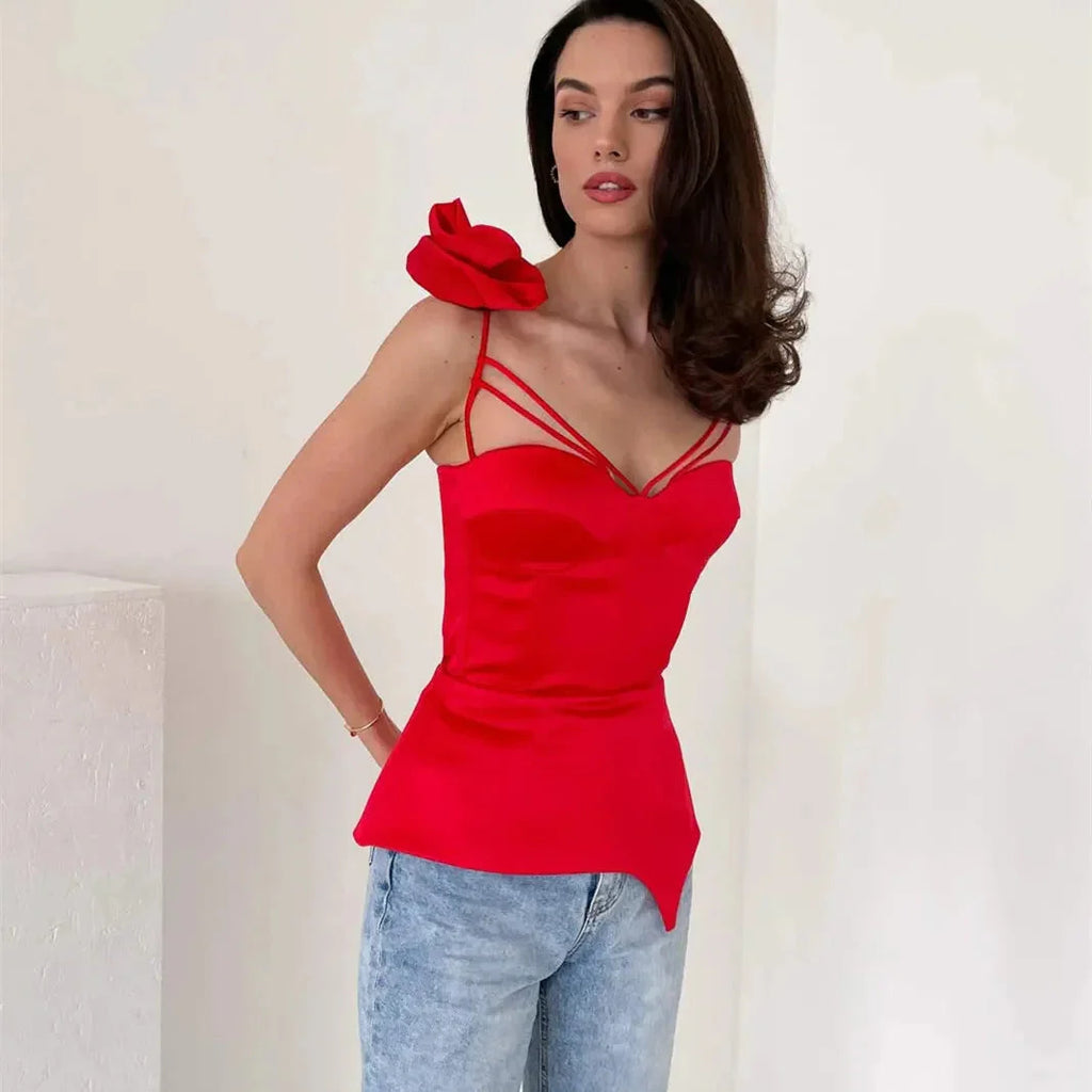 3D Floral Tassel Crop Top
