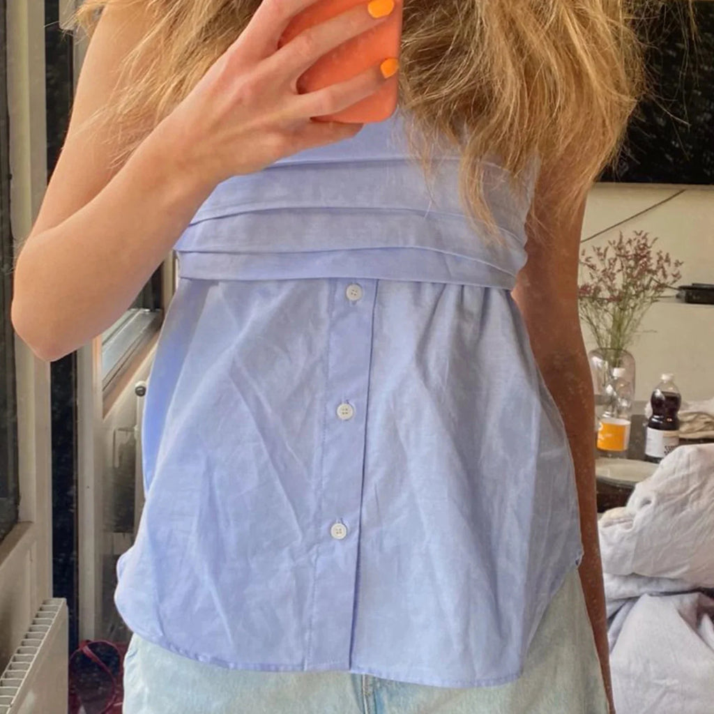 Pleated Strapless Bloshope Crop Top