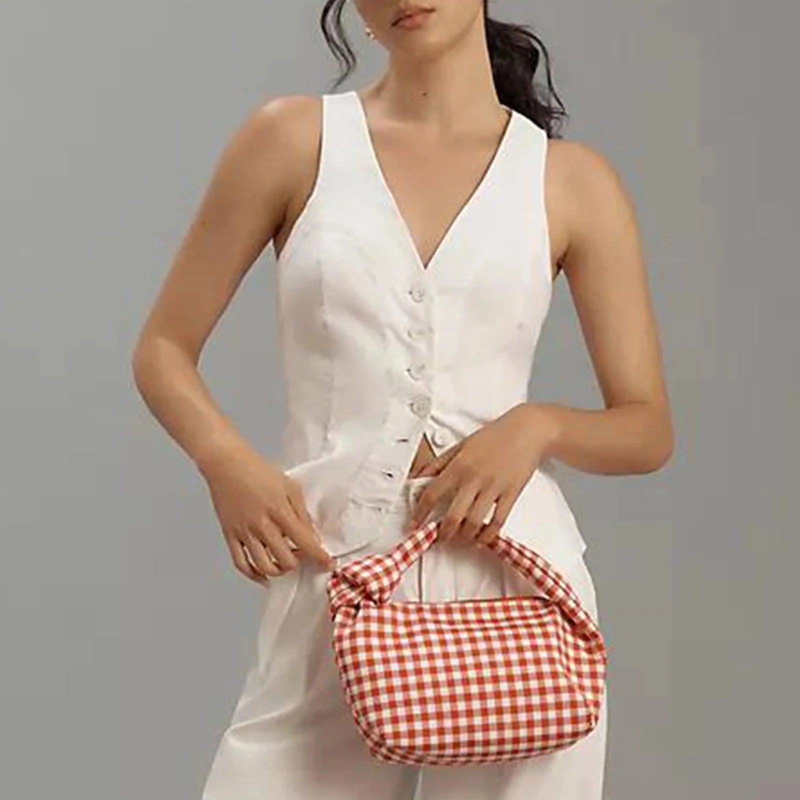 Button-Down Waistcoat Crop Top
