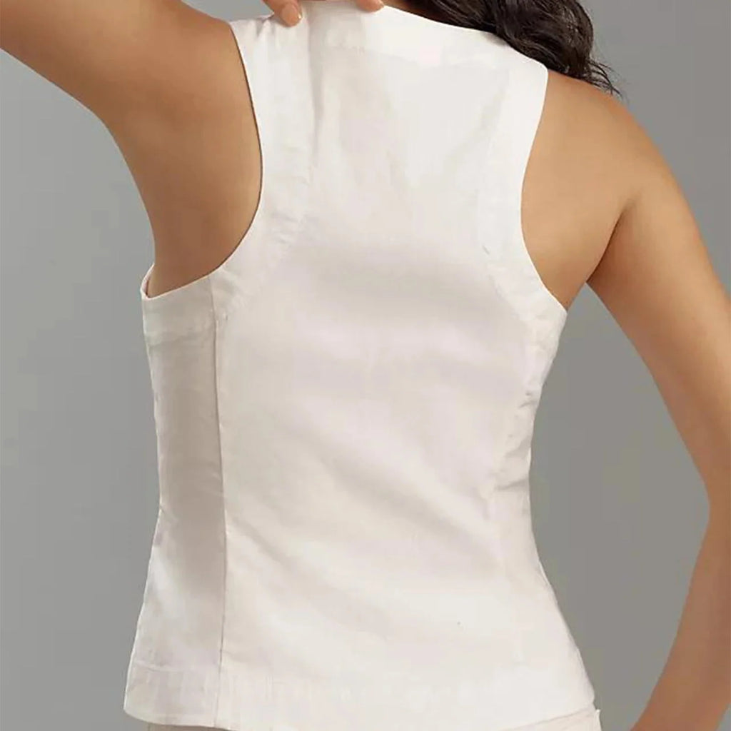 Button-Down Waistcoat Crop Top