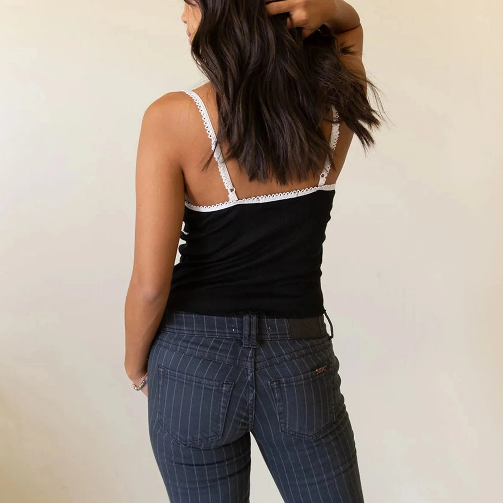 Bow V-Neck Spaghetti Crop Top