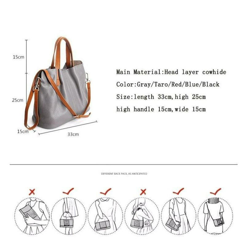 Contrast Handle Slouch Pebbled Leather Top Handle Shoulder Bag