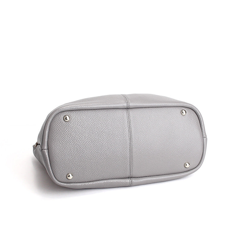 Contrast Handle Slouch Pebbled Leather Top Handle Shoulder Bag