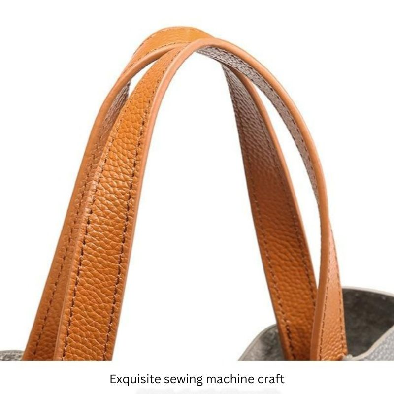 Contrast Handle Slouch Pebbled Leather Top Handle Shoulder Bag