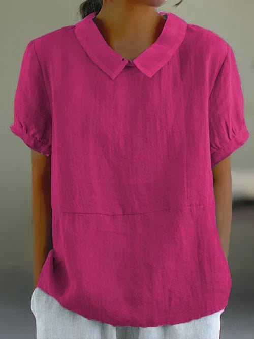 Peter Pan Collar Relaxed Linen Casual Blouse