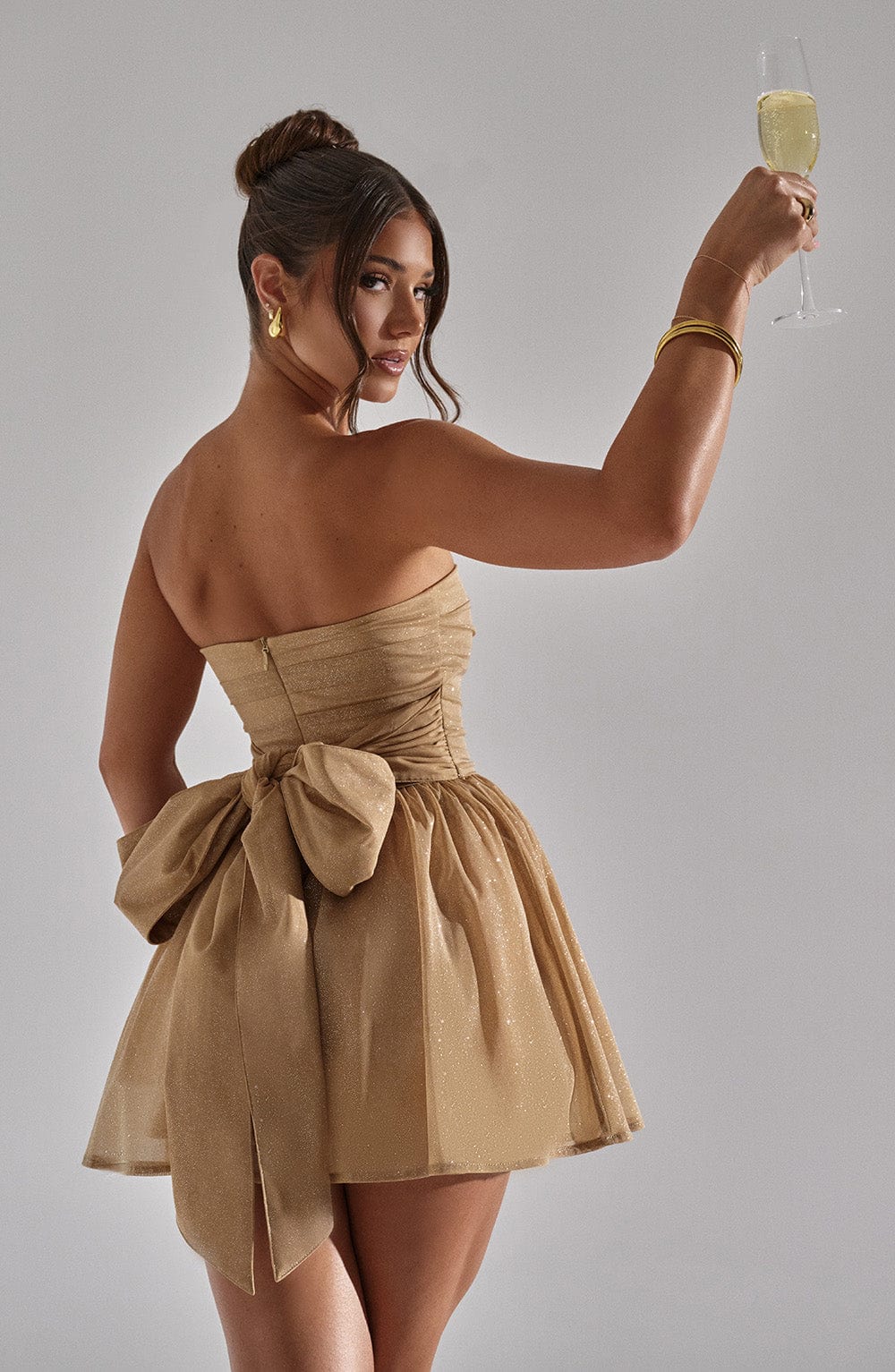 Strapless Sparkle Corset Mini Homecoming Dress