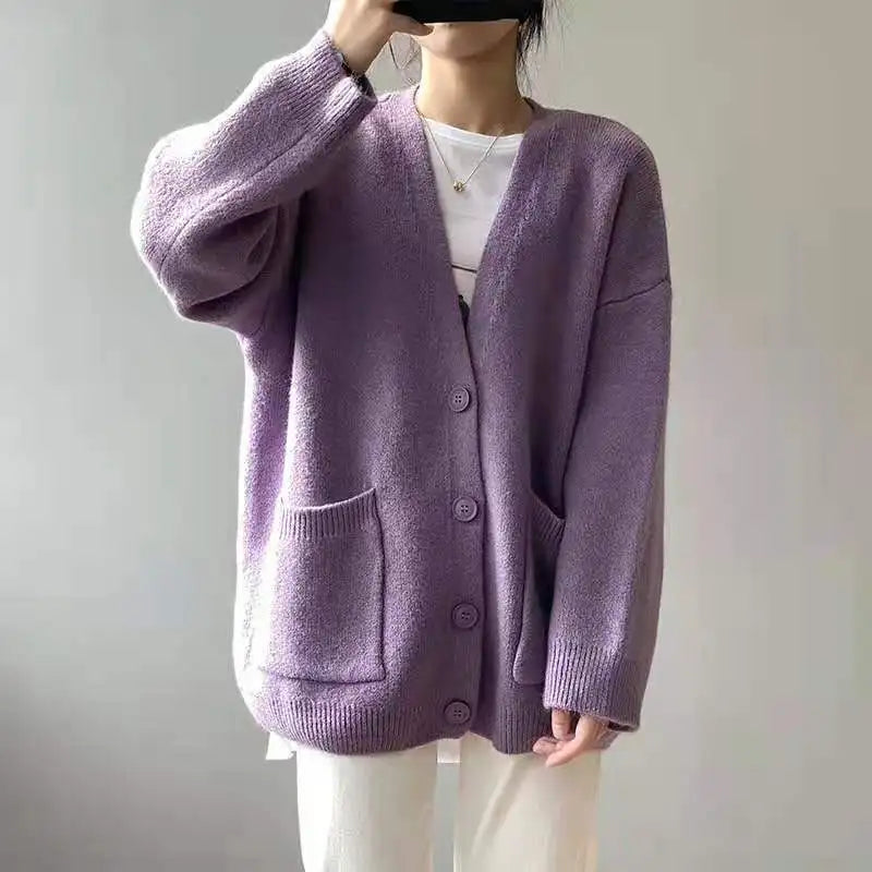 Sluggish Breeze Gold Solo-Buttoned Knitted Cardigan – view 9