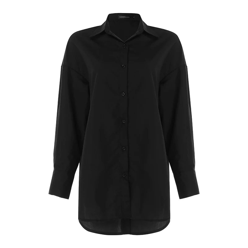 Chic Collar Solid Uneven Blouse
