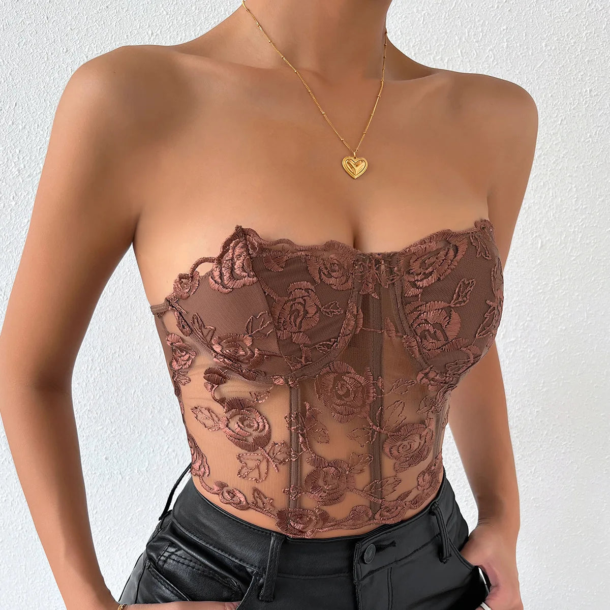 Lacy Floral Open-Back Short Y2K Seductive Crop Top – view 6