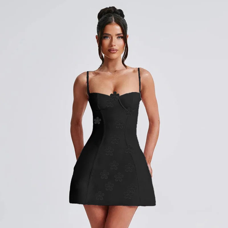 Floral Spaghetti Strap Backless Mini Bodycon Blossom Dress