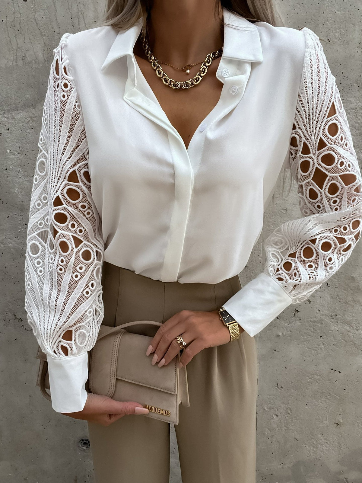 Graceful Strong Chiffon V Neck Blouse