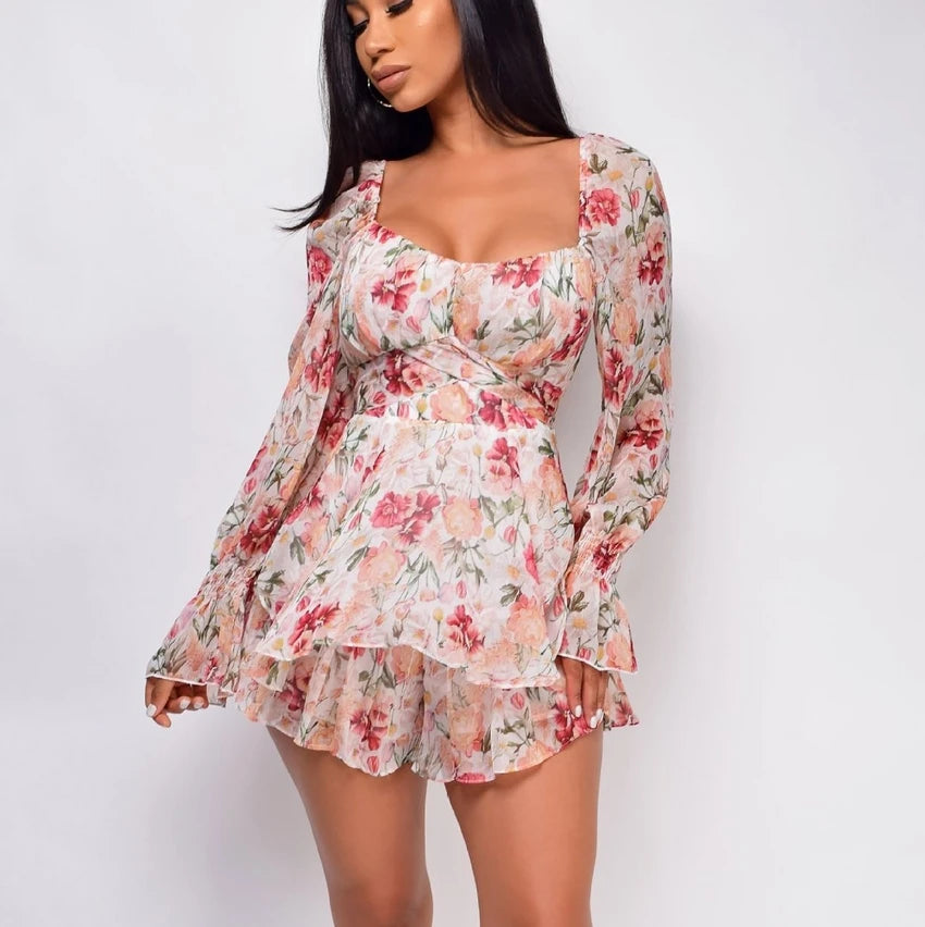 Stylish Bobo Floral Romper A-Line Floral Dress