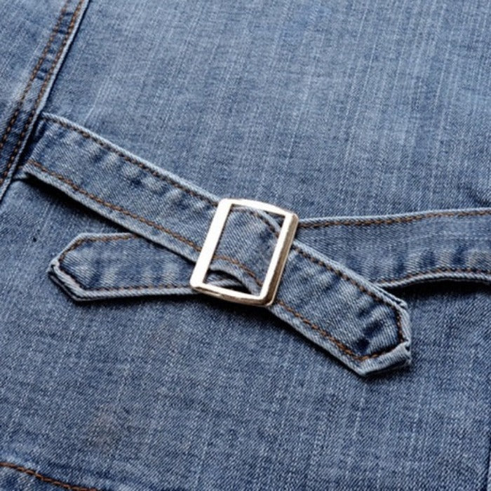 Fitted Zip-Front Denim Moto Jacket for Casual Style