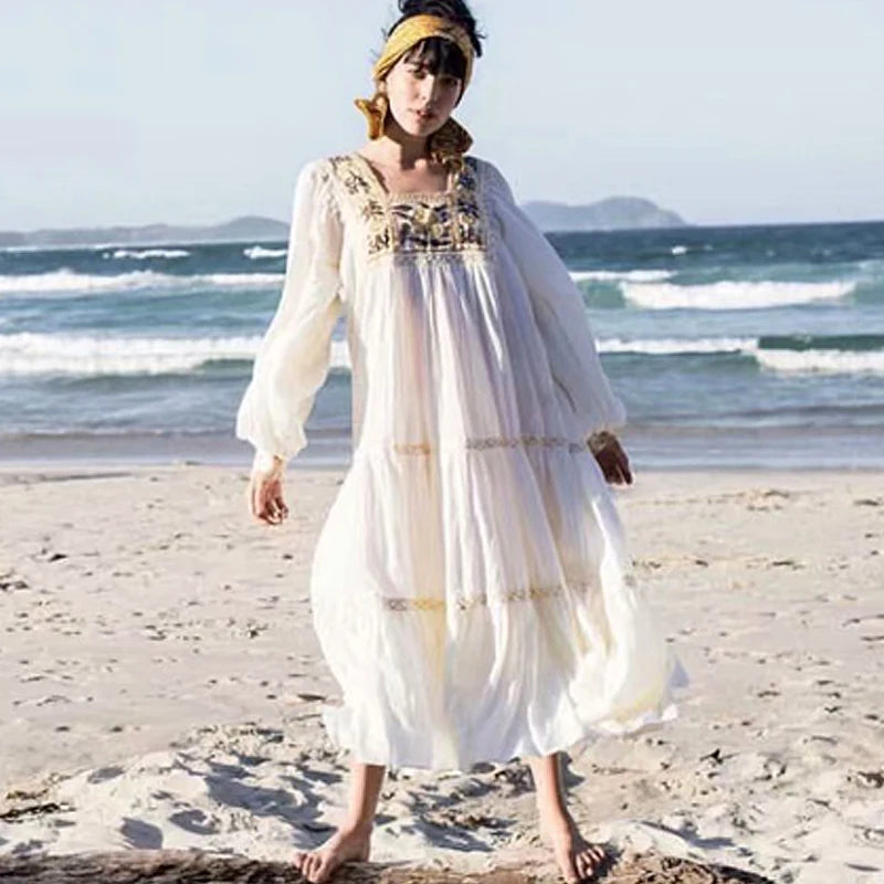 Tunic Garment Cotton Rayon Floral Needlework – view 3