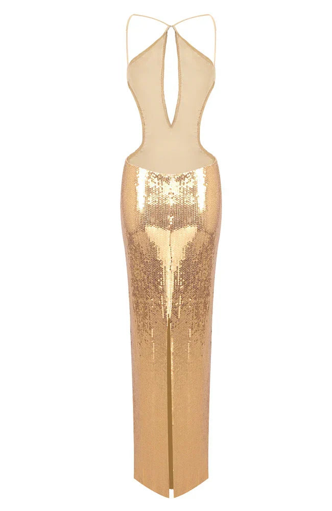 Sequin Cutout Halter Homecoming Dress