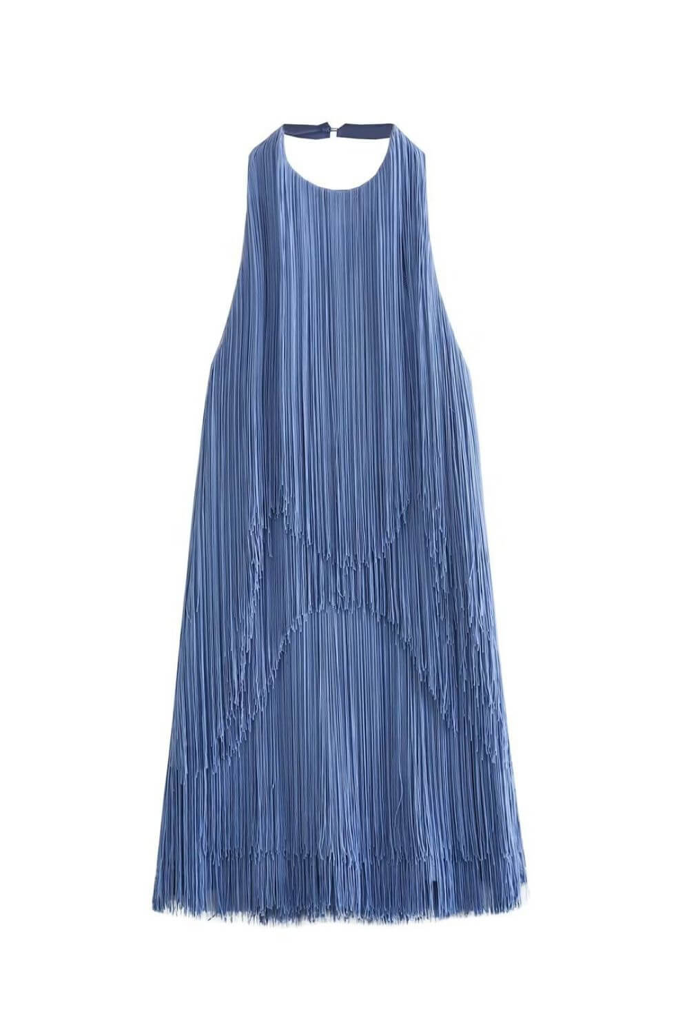Halter Neck Tiered Fringe Sleeveless Bodycon Mini Dress