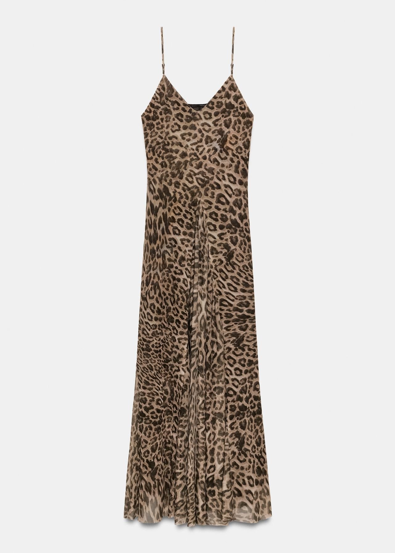 Leopard Print Spaghetti Strap V Neck Flowy Maxi Dress - Summer