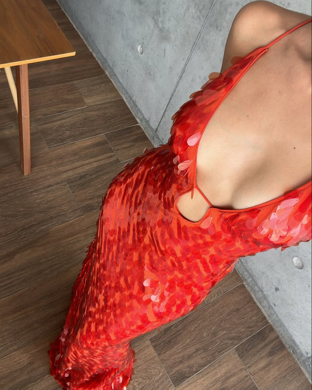 Burgundy Sequin Plunge Homecoming Dress