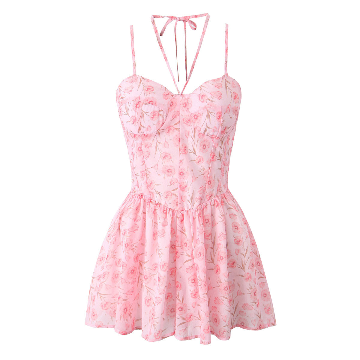 Seductive Halter Sling Floral Print Jumpsuit Floral Dress