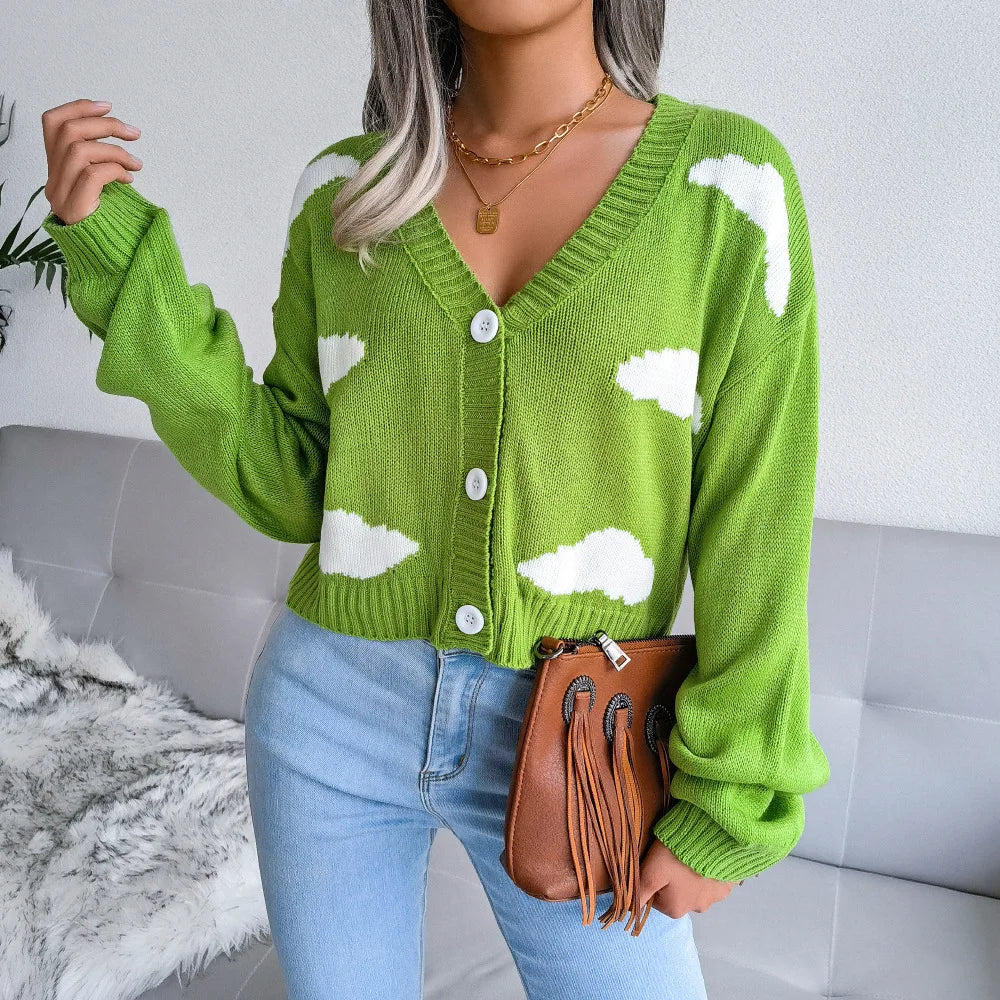 Opposing Hues V-Neck Woven Knit Cardigan – view 5
