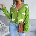 Opposing Hues V-Neck Woven Knit Cardigan – view 5