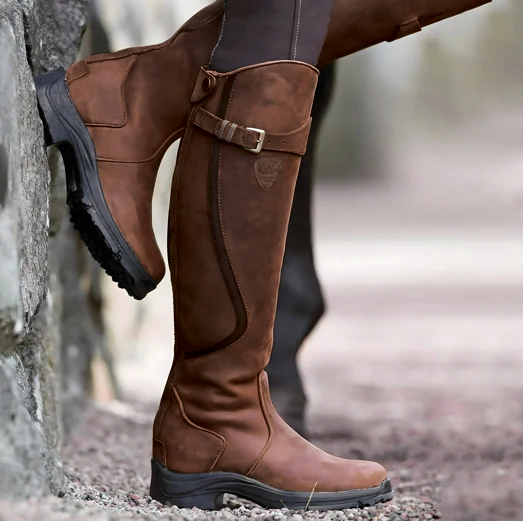 Leather Buckle Strap Knee High Riding Boots