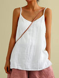 Linen Spaghetti Strap Loose V Neck Cami Top