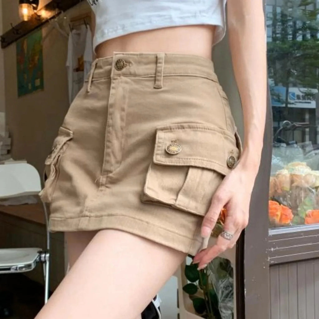 Slip Denim High Waist Skirt