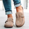 Suede Buckle Strap Cork Sole Slip On Casual Loafer