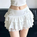 Bow Pleated Layered A-Line Skirt