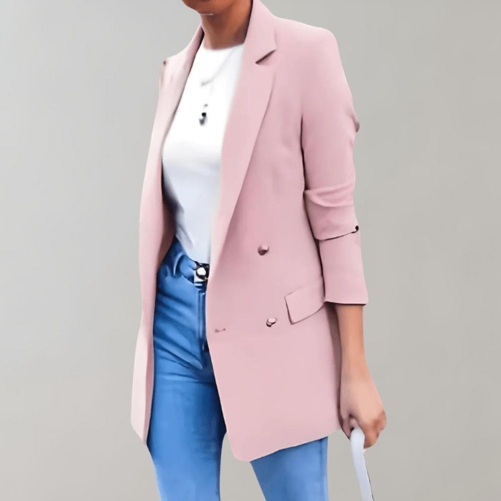Double Breasted Notch Lapel Longline Tailored Blazer