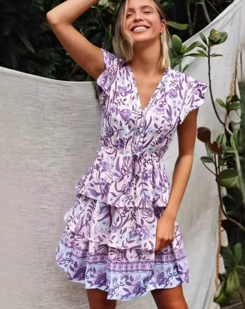 Boho V-Neck Mini Dress