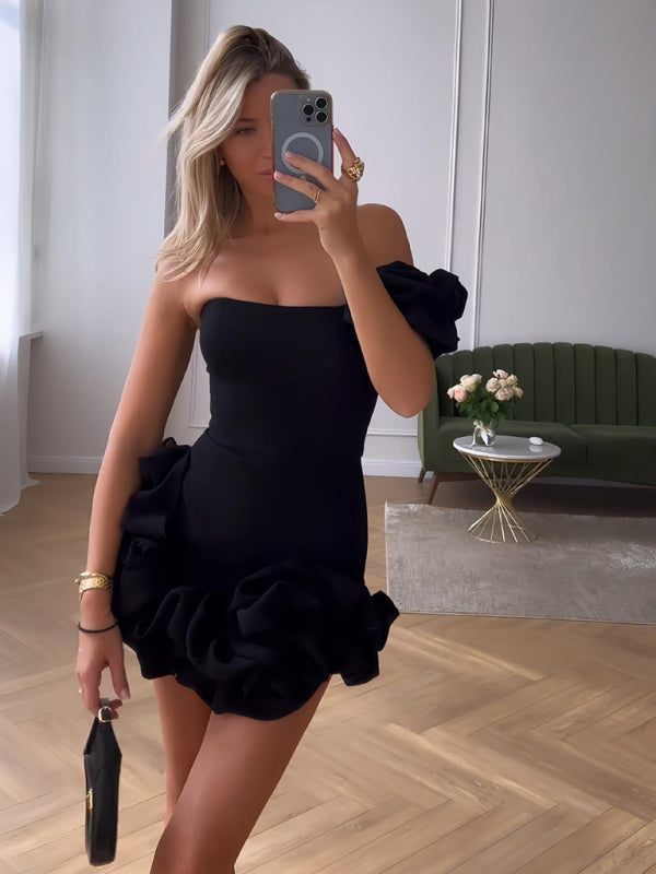 Off-Shoulder Ruffle Mini Homecoming Dress