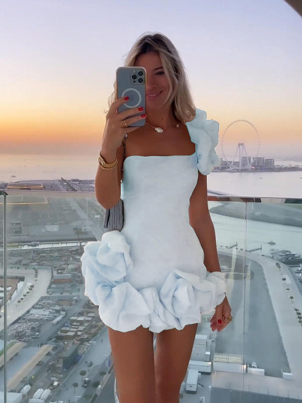 Off-Shoulder Ruffle Mini Homecoming Dress