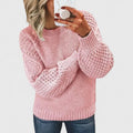 Delymarah | Women's Waffle Knit Puff Sleeve Sweater