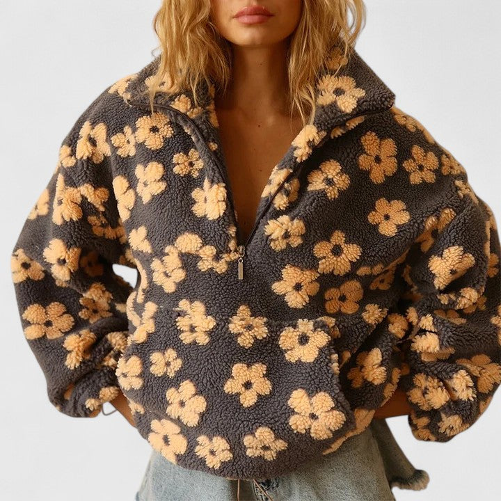 Delysanne | Women's Floral Print Fleece Quarter-Zip