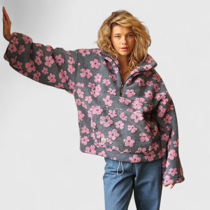 Delysanne | Women's Floral Print Fleece Quarter-Zip