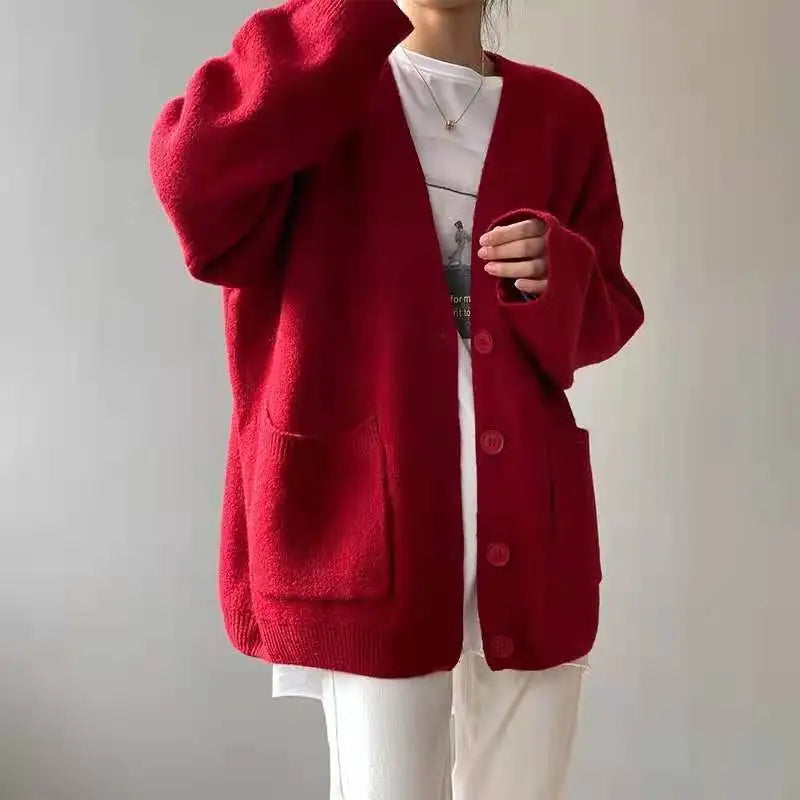 Sluggish Breeze Gold Solo-Buttoned Knitted Cardigan – view 11