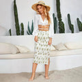 Stylish Floral Printed Tulle High Waist Loose Umbrella Skirt