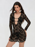Mesh Flower Babydoll Mini Dress