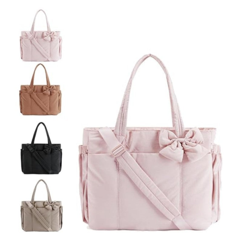 Crush Bow Compact Carrier Bag With Multiple Compartments