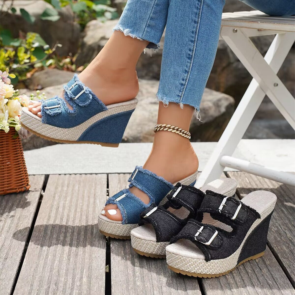 Espadrille Wedge Denim Sandals
